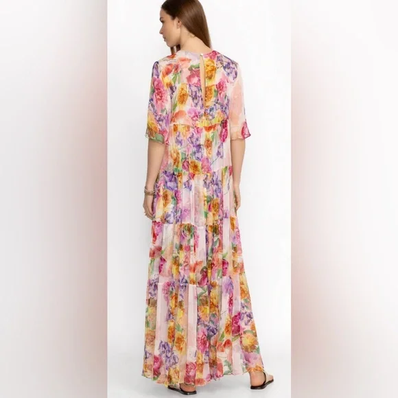 Johnny Was / New!! Fionna Floral Silk Maxi Dress / Boho Elegant Summer Dress - Picture 3 of 4